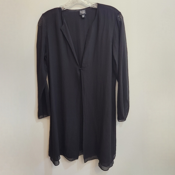 Eileen Fisher Sheer Silk Georgette Duster Jacket Size Medium Petite